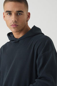 Nouveau modèle Sweats à capuche côtelés surdimensionnés avec logo personnalisé pour hommes Tissu en coton à épaules tombantes Sweat à capuche vintage thermique baggy - Product Image 3