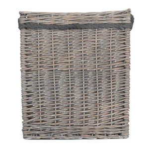 Grey Wash Square Wicker <b>Basket</b> with Hessian Lining <b>Log</b> <b>Basket</b> - Product Image 5