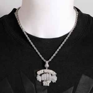 Último 925 Plata obtener dinero Micro pavimentado dinero bolsa colgante elegante hombres Hip Hop collar con moissanita diamante regalo perfecto - Product Image 5