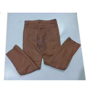 กางเกงหนังเทียมสีดำยืดเข้ารูปสำหรับผู้ชายกางเกงรัดรูปผ้ายืดกางเกง20204หนังแท้ - Product Image 4