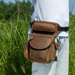 Dropship Retro Crazy Horse Riñonera de cuero de vaca genuino Moda vintage Riñonera de estilo vintage - Product Image 1