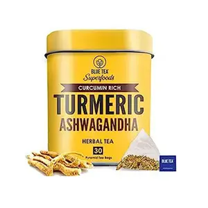 BLUE TEA-Kurkuma Ashwagandha Herbal 30 Premium Teebeutel Großhandel-Kräuter koffein frei Tee Bulk India