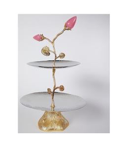 Soporte redondo clásico de aluminio para tartas con hermosos detalles y estructura resistente para una elegante exhibición de tartas - Product Image 1