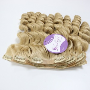 Extensiones de Cabello Crudo Vietnamita, Extensiones de Cabello sin Costuras con Clip, Onda Corporal, Color Rubio, Venta Al por Mayor - Product Image 1