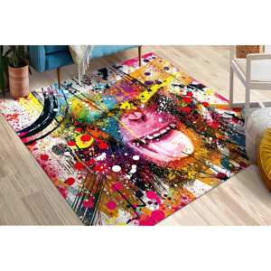 Alfombra con Diseño de Grafiti de Mono: Decoración Abstracta Colorida, Alfombra Impresa, con Pelo Suave - Product Image 2