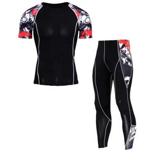 GAF Vente flash Ensemble de vêtements de sport pour homme, compression, gym, rash guard, manches longues/courtes, leggings, logo personnalisé, respirant, imprimé sportif - Product Image 6