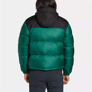 Veste matelassée à capuche pour homme, verte et noire, imperméable, coupe-vent, chaude, rembourrée, d'hiver, fermeture éclair, vêtements d'extérieur isolés, élégante, bicolore - Product Image 6