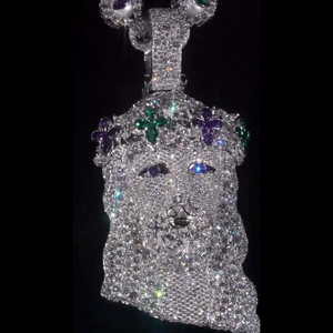 Colgante de cara de Jesús personalizado de 3,5 pulgadas | Plata 925 | VVS Moissanite | Full Iced Out | Corona de gemas multicolor - Product Image 5