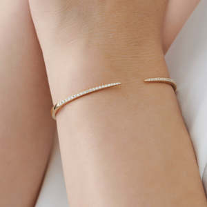 14K ทองธรรมชาติ0.50กำไลข้อมือเพชร CTW เครื่องประดับดีกำไลข้อมือเพชรแบบเปิดปรับได้รูปทรงเพรียวบางกำไลข้อมือเพชรเต็มวง - Product Image 6