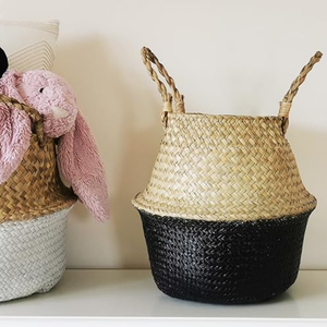 Cesta de almacenamiento de algas marinas rústicas ecológicas hechas a mano personalizable con asas Artesanía multiusos Fabricante de Vietnam - Product Image 3