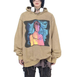 420gsm Haute Qualité Gris 100% Coton French Terry Pullover Hoodie Hommes Surdimensionné Plus Size Heavyweight Acid Wash XS Unique Print - Product Image 5