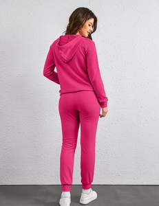 Conjunto de chándal con capucha OEM para mujer, chaqueta con cremallera completa, pantalones a juego, adecuado para actividades diarias al aire libre de talla grande - Product Image 4