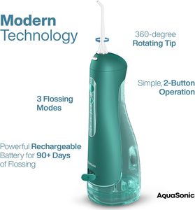 Irrigador Bucal AquaSonic Aqua Flosser PRO - Irrigador Bucal Eléctrico Recargable Inalámbrico con Control por Aplicación, Portátil, de Plástico, para Dientes, Encías y Lengua - Product Image 3