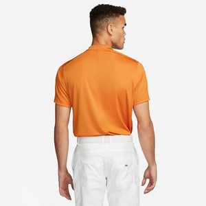 เสื้อโปโล100% ผ้าโพลีเอสเตอร์ระบายอากาศได้ดีเหมาะสำหรับใส่เล่นกอล์ฟมีกระดุม2เม็ดสีส้ม