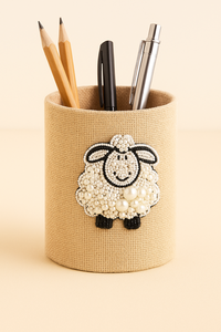 Organizador de escritorio de diseño de frutas de diseño exclusivo con bordado de cuentas, portalápices de rebanada naranja, soporte de maquillaje, regalo, decoración de oficina y hogar - Product Image 6