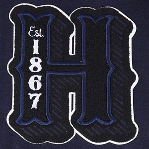 Custom Howard University Varsity Jacket 1867 Bison Letterman abrigo de lona bordada técnicas de lavado vintage de doble botonadura - Product Image 5