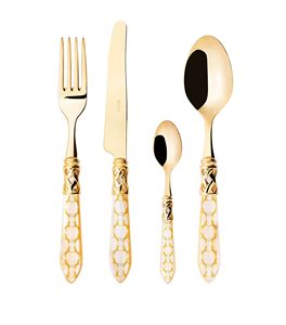 Tenedor de fruta decorativo hecho a mano para decoración de vajilla Juego de cubiertos con soporte Asas de diseñador Tenedor y cuchara de metal chapado en oro - Product Image 3