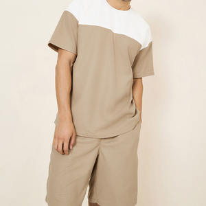 Ensemble de t-shirts et shorts pour hommes, dernière tendance, imprimé, été, décontracté, couleur unie, respirant, en coton - Product Image 4