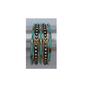 Handmade Brass and Resin Mosaic <b>Bracelets</b> Set of 6 Pcs Customizable Colors and Designs for Women and <b>Girls</b> - Product Image 2