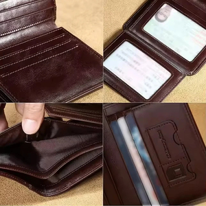 Custom Logo Genuine Leather Men's <b>Wallet</b> Bifold Card Holder with ID Window and Coin Pocket Personalized Male Purse - Product Image 6