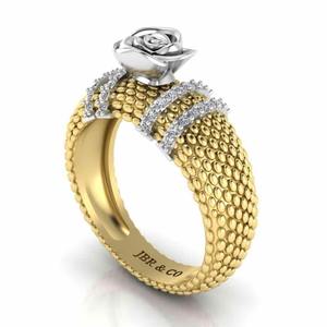 Anillo de Compromiso de Plata de Ley 925 de Dos Tonos con Diamantes Redondos, Oro Amarillo, Rosa, para Mujer, a Precio Barato, Novedad - Product Image 5