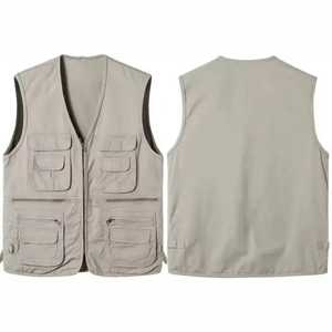 Logotipo estampado personalizado Casual transpirable invierno secado rápido trabajo carga fotógrafo lienzo utilidad a prueba de viento al aire libre hombres chaleco - Product Image 1