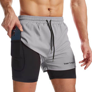 Fabricación de fábrica Pantalones cortos para correr para hombres de color sólido Diseñe su propio producto Pantalones cortos para correr para hombres - Product Image 1