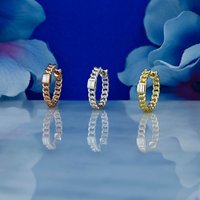 Boucles d'oreilles créoles en or pur 14 carats avec diamants naturels, design baguette, style hip-hop, boucles d'oreilles créoles pour elle, vente en gros