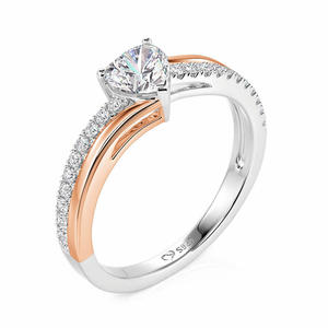 Bague de promesse Jeulia Amore à deux tons, en forme de cœur incurvé, en argent sterling avec placage or rose - Product Image 2