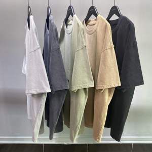 Venta al por mayor Primavera Verano nuevo peso pesado 100% algodón suelta Vintage camiseta personalizada hombres Vintage camiseta de gran tamaño - Product Image 5