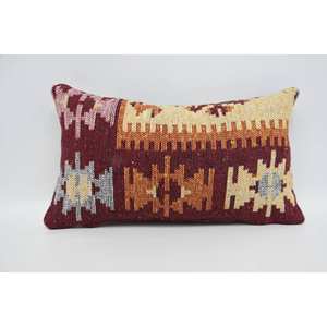 หมอนอิงขนสัตว์สีแดงสไตล์วินเทจแบบดั้งเดิม ขนาด 12x20 นิ้ว ลายฟูฟ่อง ทอแบบพิเศษ กันลื่น เป็นมิตรกับสิ่งแวดล้อม ถอดซักได้ - Product Image 1