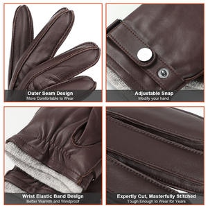 Uso diario Buen producto de alta calidad y transpirable Aspecto elegante Tela cálida Guantes de moda de cuero a prueba de viento - Product Image 4