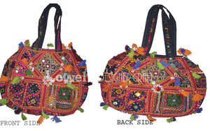 Bolso de mano Banjara con estilo bohemio de gran capacidad de algodón étnico colorido bordado espejo trabajo cremallera portátil para fiestas - Product Image 2