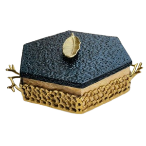 Boîte en bois tendance avec couvercle en métal et plateaux décoratifs pour hôtel maison pour table servant la décoration intérieure pendant les mariages du Ramadan - Product Image 4