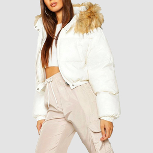 Precio barato rentable nuevo diseño OEM Popular de alta calidad grueso abajo mujer Crop Puffy Puffer Coat Jacket - Product Image 1