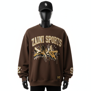 Sudadera Extra Grande de Felpa Premium de 330 GSM en Color Marrón con Estampado de Alta Densidad, Logotipo Personalizado y Bordado Básico - Product Image 1