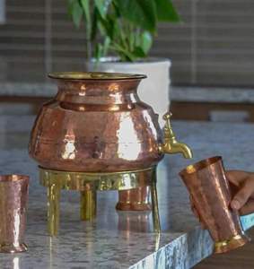 Distributeur d'eau traditionnel en cuivre pour stocker l'eau potable en toute sécurité avec robinet et couvercle en laiton solide assurant une longue durabilité - Product Image 3