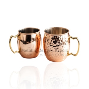Authentique lot de 2 mules de Moscou en acier inoxydable cuivré poignée en laiton métallique finition martelée écologique pour boire - Product Image 4