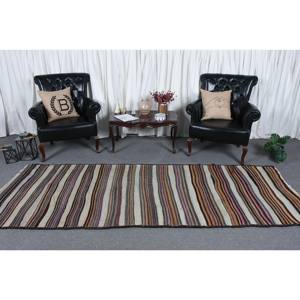 Classic <b>Brown</b> White 3.4 X 9.7ft <b>Wool</b> Rug Turkish Large Area Rectangle Hallway Patchwork Design for Bedside Living Room Latex - Product Image 2