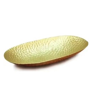 Bandeja decorativa dorada de aluminio martillado para servir en el hogar y la cocina, bandeja para servir café, comida, desayuno, cena, bandejas decorativas - Product Image 1