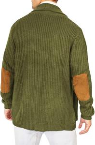 Suéter cárdigan de punto con cuello chal para hombre con bolsillos, Jersey de invierno con botones multicolor - Product Image 2