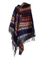 Poncho à capuche en laine acrylique grande taille pour femme, style bohème à volants, collection mode hiver, artisanat Rawat, coupe ample
