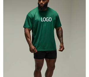 Camiseta Deportiva Ajustada de Punto para Hombre, Estilo Europeo, Precio de Fábrica, Elástica, para Entrenamiento, Fitness, Deporte, Lisa - Product Image 4