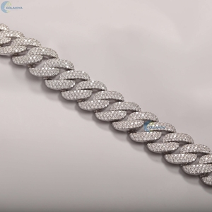 Collier pour hommes en argent sterling 925 18MM chaîne à maillons cubains glacés chaîne de style Hip Hop Moissanite incolore - Product Image 2