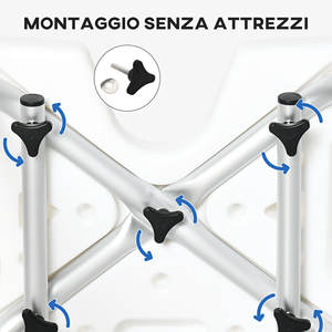 HOMCOM-Chaise de douche rembourrée en forme de U pour femmes âgées, handicapées et enceintes, 54x52x70-82cm, blanc - Product Image 6