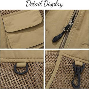 Gilet tactique en coton laine à séchage rapide pour hommes, logo personnalisé, veste de travail multifonctionnelle, respirante, pêche, chasse, plein air - Product Image 5