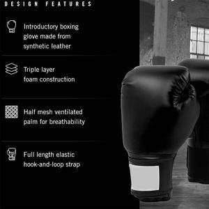 Gants d'entraînement de boxe de la meilleure qualité pour adultes, couleur noire, légers, avec sangles à crochets et boucles élastiques - Product Image 5