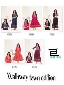 El último vestido indio Anarkali de rayón de 14Kg bordado con cinturón para fiesta de trabajo étnico y ropa para ocasiones especiales para adultos por exportación - Product Image 6