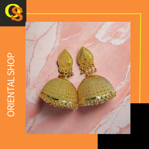 Buy <b>Earrings</b> Set with Traditional Designed 22CT Gold Plated <b>Jhumka</b> Style <b>Earrings</b> Jewelry for Women Wear by Exporters - Product Image 6