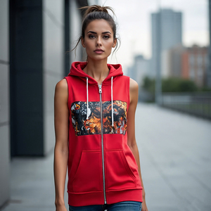 เสื้อมีฮู้ดแขนกุดมีซิปสำหรับผู้หญิงเสื้อมีฮู้ดแขนกุดสำหรับเล่นโยคะของผู้หญิง - Product Image 5